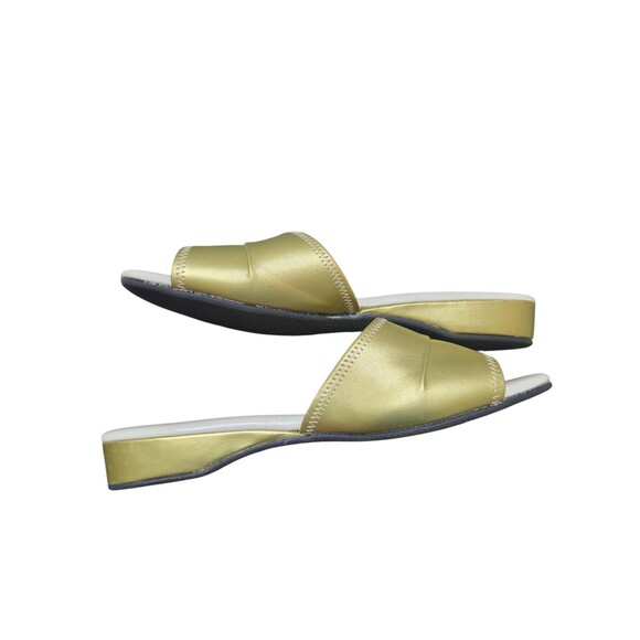 Daniel Green Dormie Slippers Womens 8W Gold Metallic Wedge Mule House Shoes Glam - Picture 4 of 11